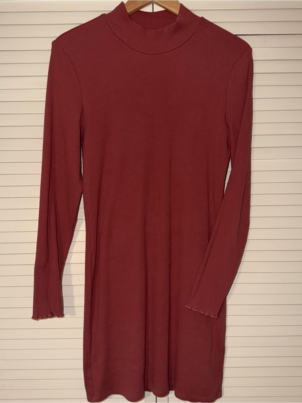 abercrombie & fitch XL Mock Neck Long Sleeve Dress in Deep Rose